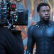 Chadwick Boseman on the set of Black Panther.